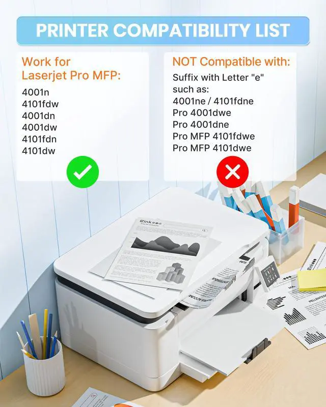 Alt view image 2 of 7 - 148A Toner Cartridge 4001n 4101fdw (with Chip) Replacement for HP 148A Toner Cartridge W1480A 148X W1480X to Use with HP LaserJet Pro 4001n 4101fdw 4001dn 4001dw 4101fdn 4101dw Printer(2Pack)