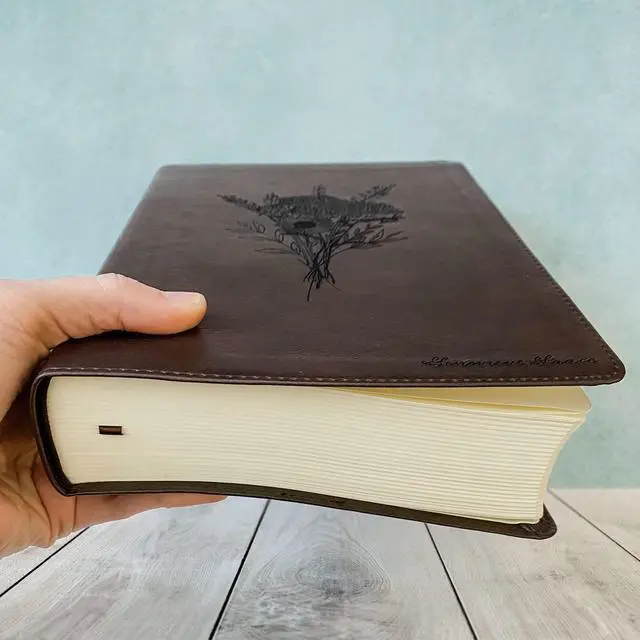 Alt view image 3 of 7 - ESV Journaling Bible | Personalized with Name | Custom Design Hand Illustrated and Laser Engraved | Gift for Wedding, Birthday, Baptism, Graduation