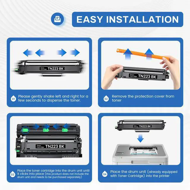 Alt view image 5 of 6 - TN223BK TN-223BK Compatible TN223 TN-223 Black Toner Cartridge Replacement for Brother TN-223 TN223BK MFC-L3750CDW MFC-L3770CDW Toner, TN223 2PK
