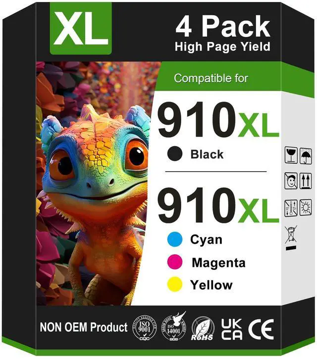 Main image of 910XL 910 Ink Cartridge Replacement for HP 910XL Ink Cartridges Combo Pack for HP910 HP910XL Ink 4-Pack Work with OfficeJet Pro 8010e 8015e 8020e 8025e 8028e 8035e 8015 8020 8030 8035 Printer
