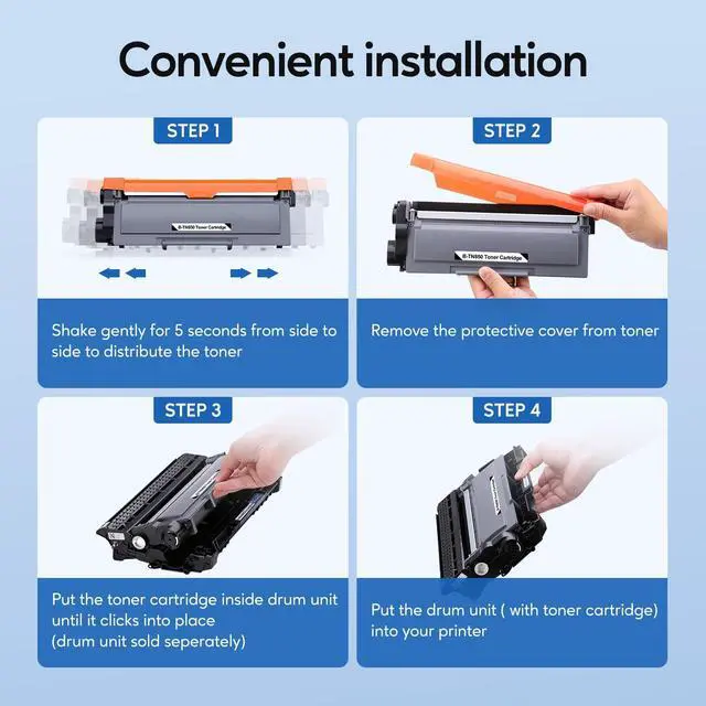 Alt view image 4 of 6 - Compatible Toner Cartridge Replacement for Brother TN850 TN-850 TN820 TN-820 Work with HL-L6200DW HL-L5200DW MFC-L5850DW MFC-L6800DW DCP-L5600DN Printer (Black,4-Pack)