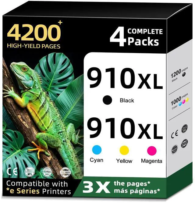 Main image of 910XL Ink Cartridges Combo Pack Replacement for HP 910 XL HP910 HP910XL Use for HP Officejet Pro 8015e 8025e 8028e 8010 8025 8020 8020e 8022e 8035 8035e printer Black Color Cyan Magenta Yellow(4-Pack)