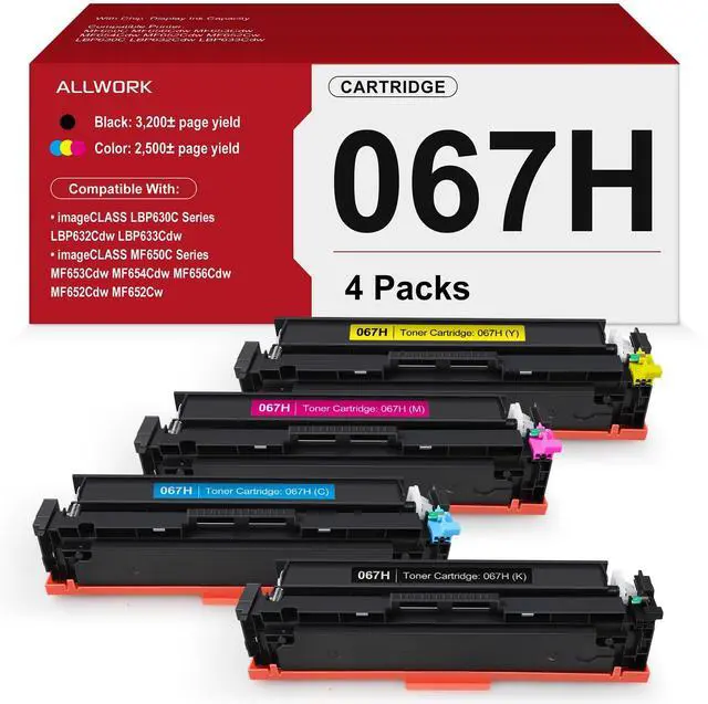 Main image of 067H Toner Cartridge 4 Pack Replacement for Canon 067 High Capacity | Compatible for Canon Color imageCLASS MF650C LBP630C Series MF656Cdw MF654Cdw MF652Cw LBP632Cdw