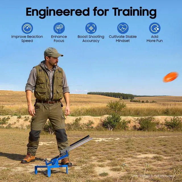 Alt view image 6 of 7 - Manual Clay Pigeon Thrower, Adjustable Clay Target Thrower with Foot Holder, Portable Skeet Launcher Machine, 5-35° 164-230ft Throwing Distance, for Outdoor Shooting Practice and Target Training