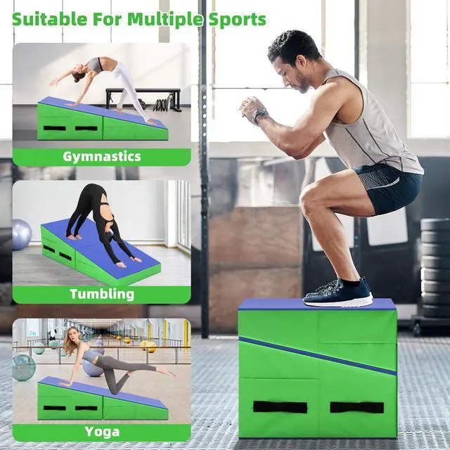 Alt view image 6 of 7 - Gymnastics Mat Incline Tumbling MatsIndoor/Outdoor Folding Cheese Wedge Mat with Non-Slip Surface & Handles for Kids Girls Home Training Exercise