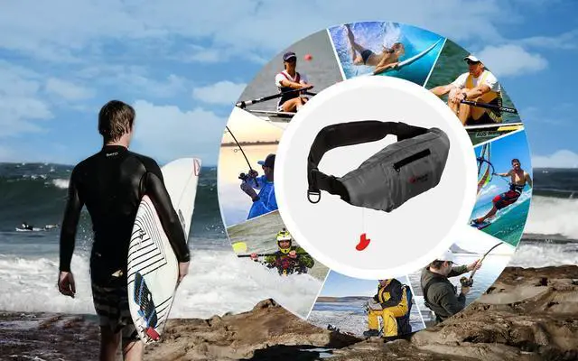 Alt view image 6 of 6 - Inflatable Life Jacket Triangle Waist Bag Manual