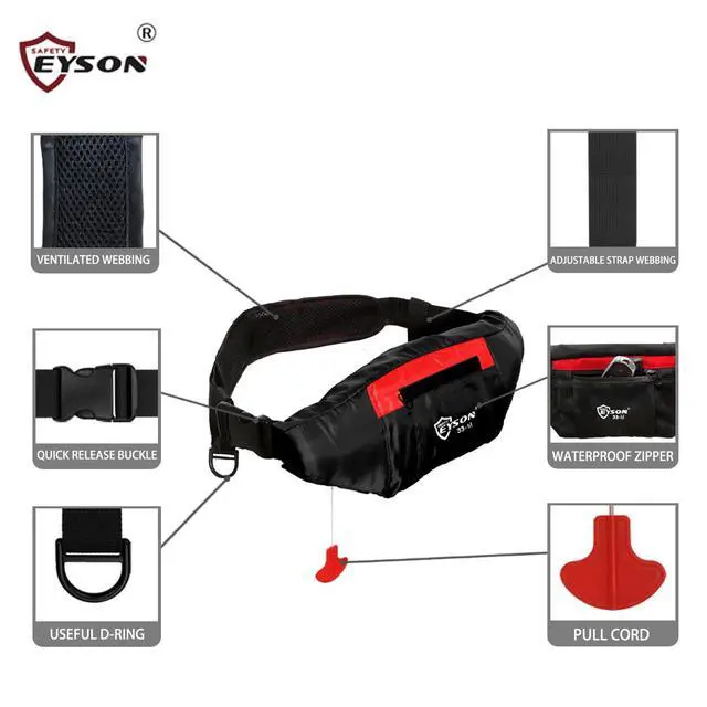 Alt view image 4 of 6 - Inflatable Life Jacket Triangle Waist Bag Manual