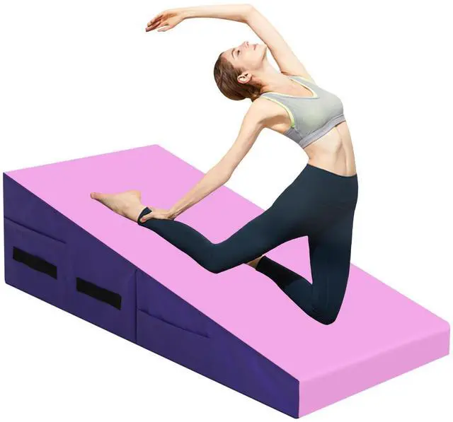 Main image of Gymnastics Mat Incline Tumbling MatsIndoor/Outdoor Folding Cheese Wedge Mat with Non-Slip Surface & Handles for Kids Girls Home Training Exercise