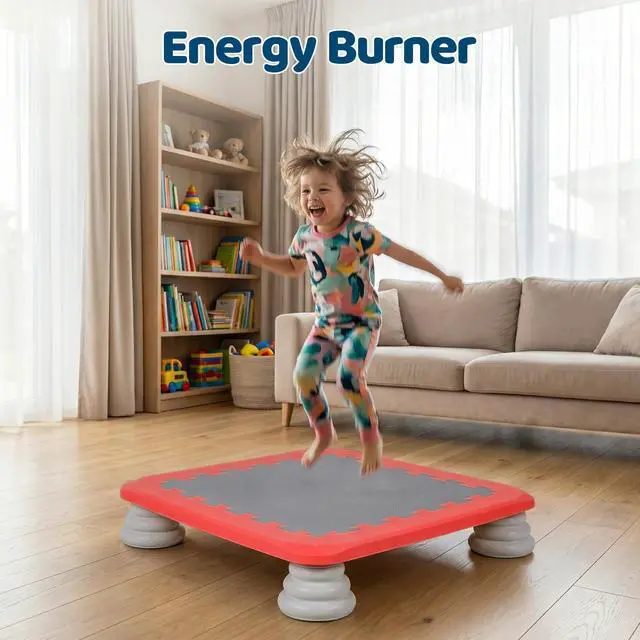Alt view image 3 of 7 - Mini Trampoline for Kids, 25 Inch Indoor Sensory Balance Trampoline with Non Slip Base, EVA Cushion Rebounder Jumping Board Compact Bounce Platform for 3-12 Boys & Girls