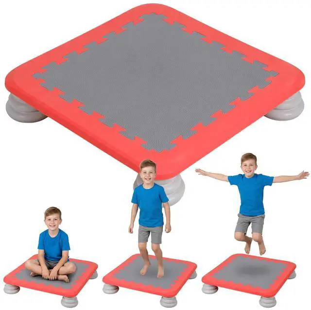 Main image of Mini Trampoline for Kids, 25 Inch Indoor Sensory Balance Trampoline with Non Slip Base, EVA Cushion Rebounder Jumping Board Compact Bounce Platform for 3-12 Boys & Girls
