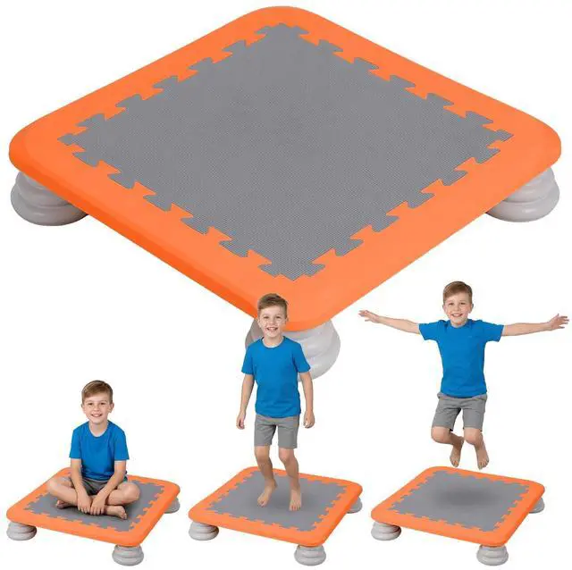 Main image of Mini Trampoline for Kids, 25 Inch Indoor Sensory Balance Trampoline with Non Slip Base, EVA Cushion Rebounder Jumping Board Compact Bounce Platform for 3-12 Boys & Girls
