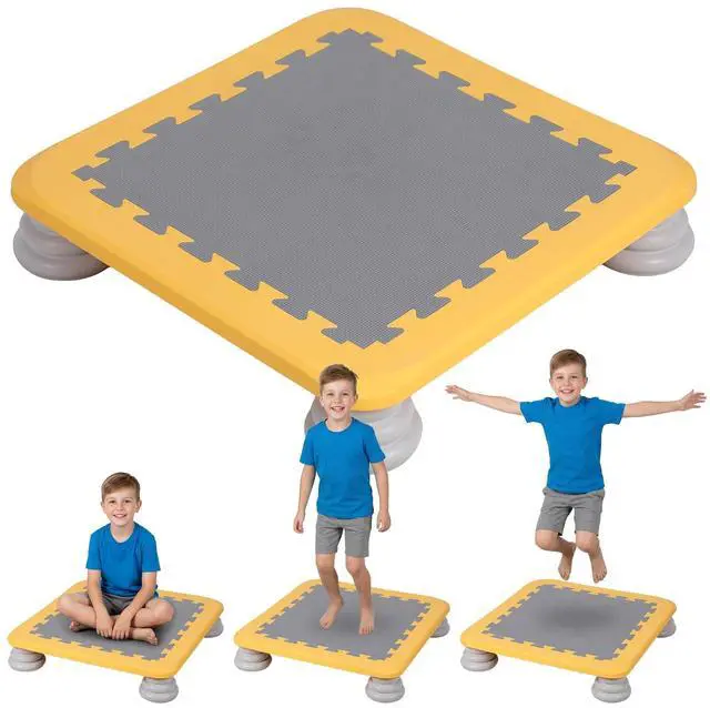 Main image of Mini Trampoline for Kids, 25 Inch Indoor Sensory Balance Trampoline with Non Slip Base, EVA Cushion Rebounder Jumping Board Compact Bounce Platform for 3-12 Boys & Girls