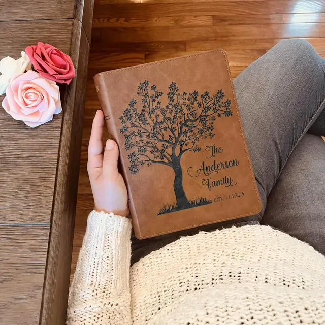Alt view image 2 of 7 - Personalized Family Bible, Custom Engraved KJV Wide-Margin Family Bible for Wedding, Christian Gifts for Wedding