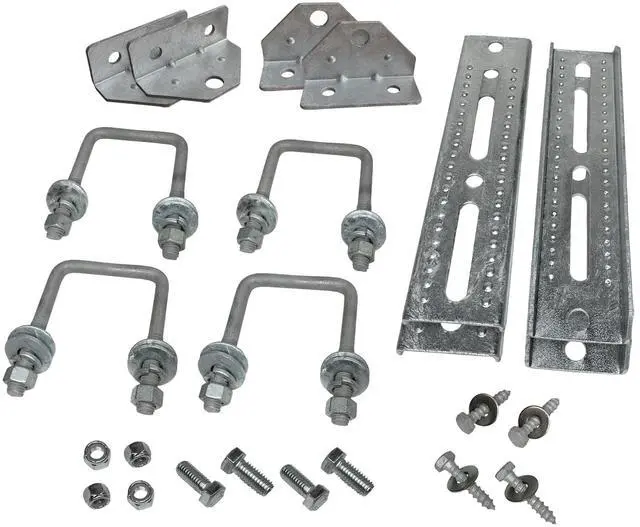 Main image of 10" Galvanized Swivel Top Bunk Bracket Kit with Hardware for Boat Trailer, fits 3x3 Cross Members, Heavy Duty