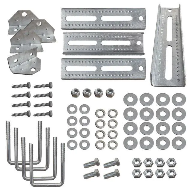 Alt view image 2 of 4 - 10" Galvanized Swivel Top Bunk Bracket Kit with Hardware for Boat Trailer, fits 3x3 Cross Members, Heavy Duty