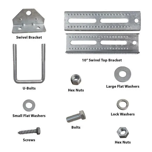 Alt view image 3 of 4 - 10" Galvanized Swivel Top Bunk Bracket Kit with Hardware for Boat Trailer, fits 3x3 Cross Members, Heavy Duty