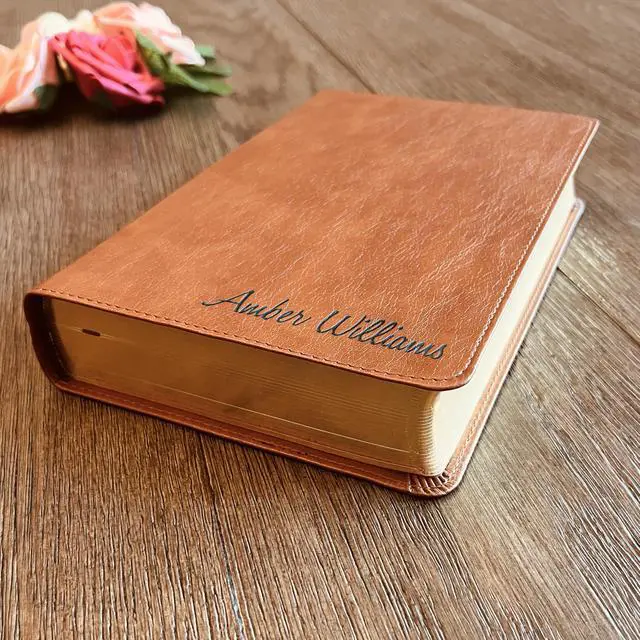 Alt view image 4 of 7 - Personalized ESV/RVR Bilingual Bible, Custom Engraved Name, English/Spanish Bible. Christian Gifts, Baptism Gifts