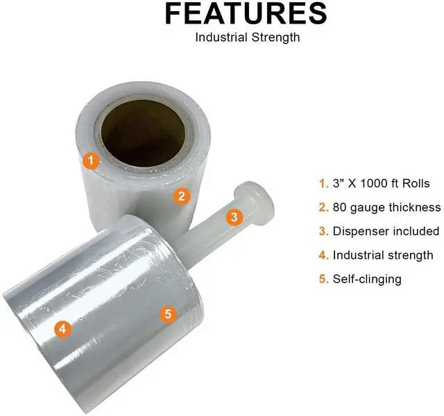 Alt view image 3 of 4 - 3" X 1000' Bundling Stretch Wrap Film - 80 Gauge (18 Rolls) - SF-82 - SF038010