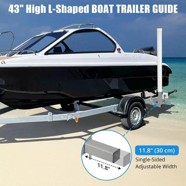 Alt view image 2 of 7 - Adjustable 40" Boat Trailer Guide Poles, 2 Pcs Rustproof Galvanized Steel with PVC Protection, 43" Height, Flexible Installation for Easy Loading of Ski, Fishing & Sailboats