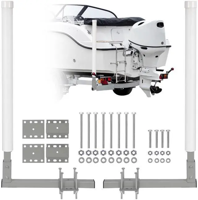 Main image of Adjustable 40" Boat Trailer Guide Poles, 2 Pcs Rustproof Galvanized Steel with PVC Protection, 43" Height, Flexible Installation for Easy Loading of Ski, Fishing & Sailboats