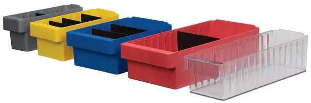 Alt view image 2 of 7 - 31142 AkroDrawer Stackable Plastic Storage Drawer Storage Bin, (11-5/8-Inch x 3-3/4-Inch x 4-5/8-Inch), Blue, (6-Pack)