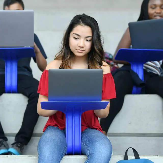 Alt view image 7 of 7 - The Surf Portable Lap Desk with Cushion, Flexible Seating, Blue