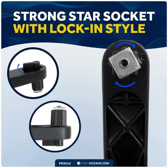 Alt view image 6 of 7 - 10" Sailboat Winch Handle, Universal Winch Handle, Lock-in Mechanism, Black, Lightweight and Strong, Aluminum - FO3514