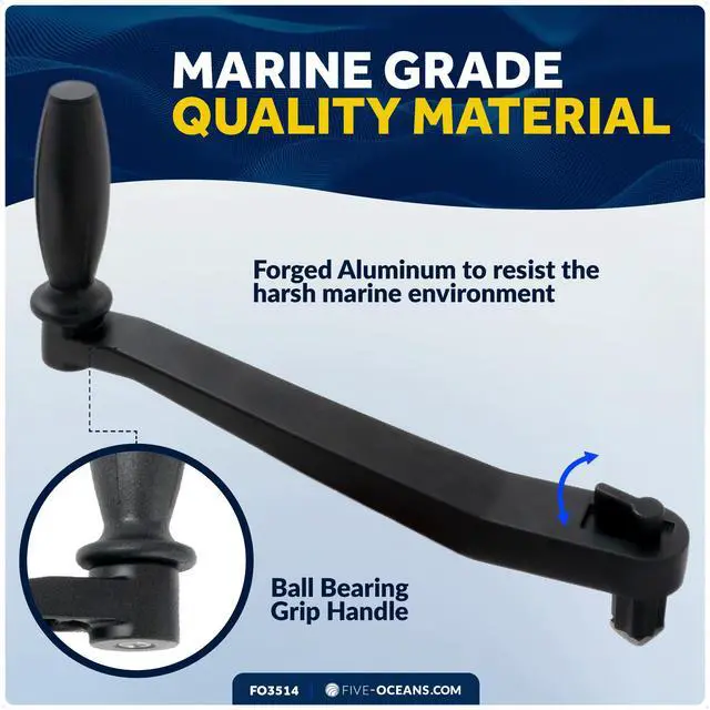 Alt view image 4 of 7 - 10" Sailboat Winch Handle, Universal Winch Handle, Lock-in Mechanism, Black, Lightweight and Strong, Aluminum - FO3514