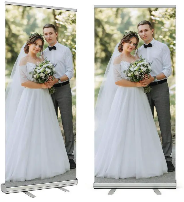 Main image of Custom Retractable Banner with Aluminum Silver Stand, Frame Portable with Travel Bag for Business Advertising, Wedding Events, Indoor,Outdoor (Design 2)