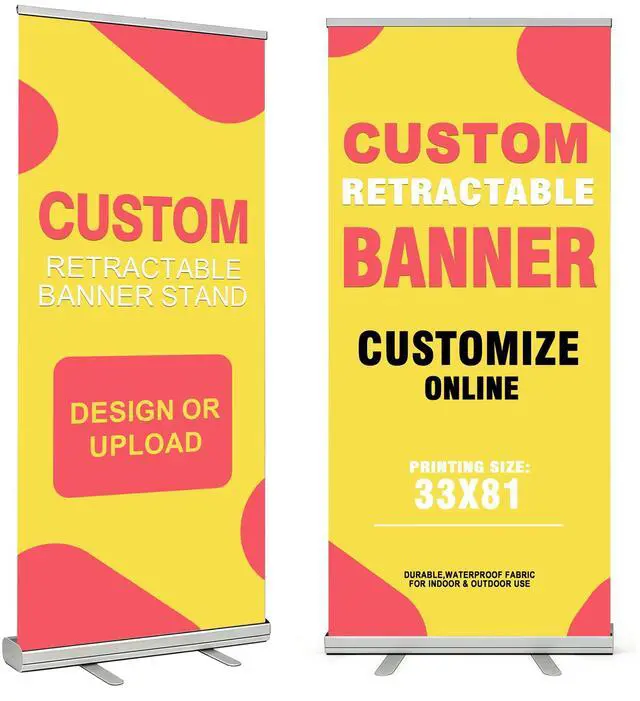 Main image of Custom Retractable Banner with Aluminum Silver Stand, Frame Portable with Travel Bag for Business Advertising, Wedding Events, Indoor,Outdoor