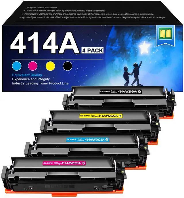 Main image of 414A Toner Cartridge 4 Pack Replacement for HP 414A HP 414X Toner with Chip | Compatible for HP Color Laserje Pro MFP M479fdw Toner, Color Laserje Pro M454dw M454dn M480f M455dn Printer | W2020A