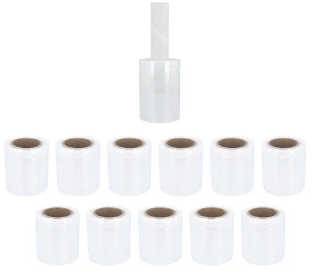 Main image of PSBM Mini Stretch Wrap with Handles 5 Inch x 1000 Ft 70 GA Clear 12 Rolls | Mini Stretch Wrap with Extended Core Handles, Heavy Duty Plastic Film, Industrial Strength Shrink Packaging for Moving