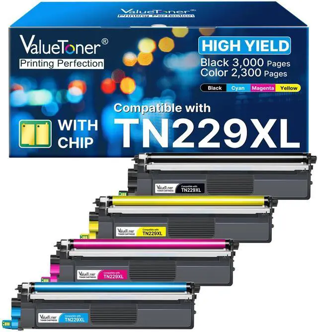 Main image of TN229XL Toner Cartridges Replacement for Brother TN229 XL TN-229XL TN-229 XL for Brother MFC-L3780CDW MFC-L3765CDW MFC-L3720CDW HL-L3280CDW HL-L3220CDW HL-L3300CDW (Black, Cyan, Magenta, Yellow)
