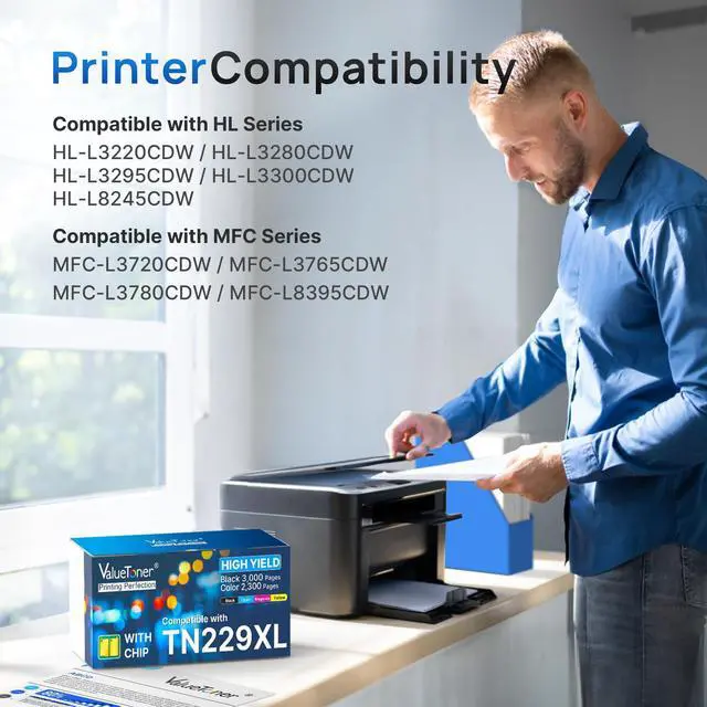 Alt view image 3 of 6 - TN229XL Toner Cartridges Replacement for Brother TN229 XL TN-229XL TN-229 XL for Brother MFC-L3780CDW MFC-L3765CDW MFC-L3720CDW HL-L3280CDW HL-L3220CDW HL-L3300CDW (Black, Cyan, Magenta, Yellow)