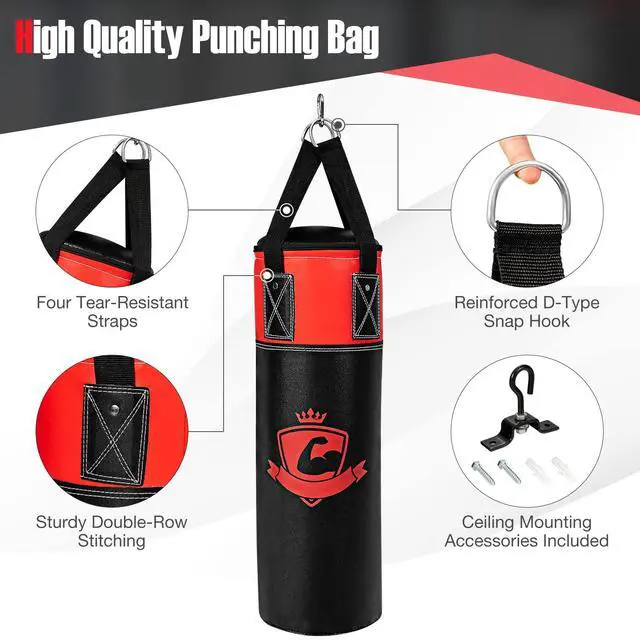 Alt view image 4 of 7 - Punching Bag for Kids, Pre Filled Kids Punching Bag with Boxing Gloves, Hand Wraps & Carry Bag, Hanging Heavy Punching Bag for Kids MMA Kick Boxing Muay Thai Taekwondo Karate Workout