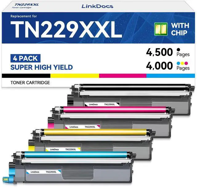 Main image of TN229XXL Super High Yield Compatible Toner Cartridge Replacement for Brother TN-229 TN229 TN229XL TN-229XXL (Print up to 4,500 Pages per Black, up to 4,000 Pages per Cyan/Magenta/Yellow)