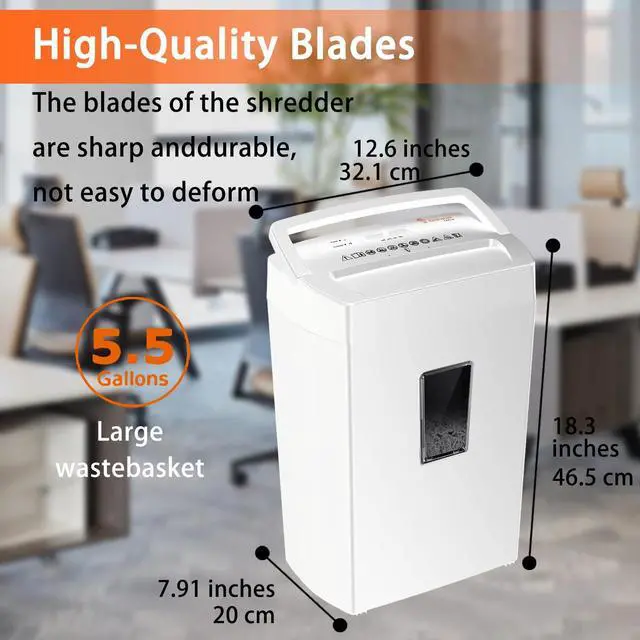 Alt view image 3 of 6 - Heavy-Duty Cross-Cut Shredder, Handles up to 12 Sheets at Once, Providing P-4 high Security, Credit Cards, Mail & taples, 5.5-Gallon bin with a Transparent Window, Use in Home Offices, White
