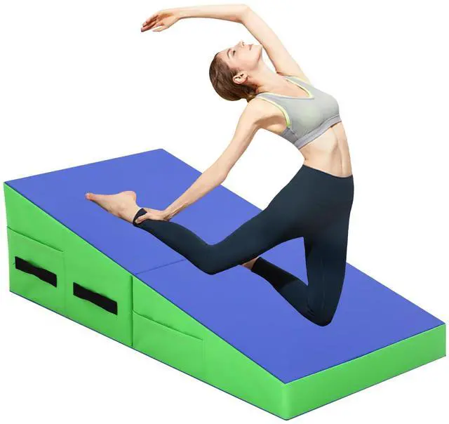 Main image of Gymnastics Mat Incline Tumbling MatsIndoor/Outdoor Folding Cheese Wedge Mat with Non-Slip Surface & Handles for Kids Girls Home Training Exercise