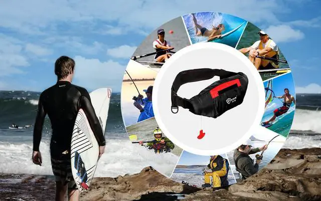 Alt view image 6 of 6 - Inflatable Life Jacket Triangle Waist Bag Manual