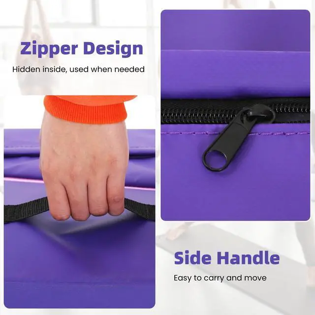 Alt view image 4 of 7 - Gymnastics Mat Incline Tumbling MatsIndoor/Outdoor Folding Cheese Wedge Mat with Non-Slip Surface & Handles for Kids Girls Home Training Exercise