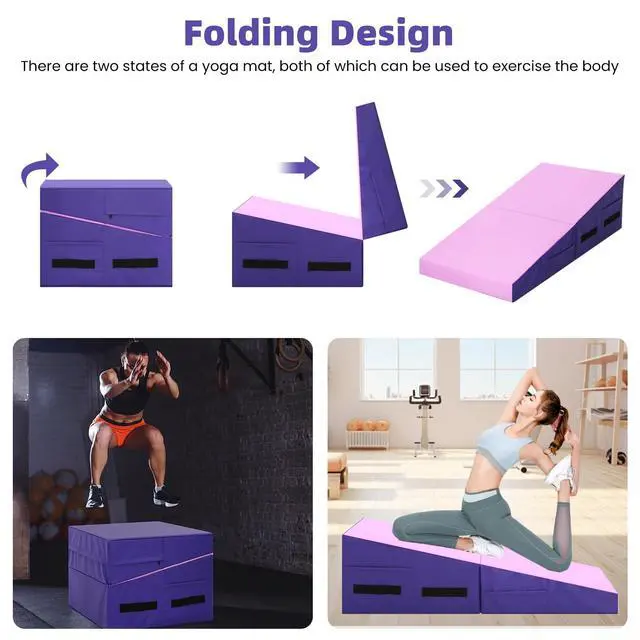 Alt view image 5 of 7 - Gymnastics Mat Incline Tumbling MatsIndoor/Outdoor Folding Cheese Wedge Mat with Non-Slip Surface & Handles for Kids Girls Home Training Exercise