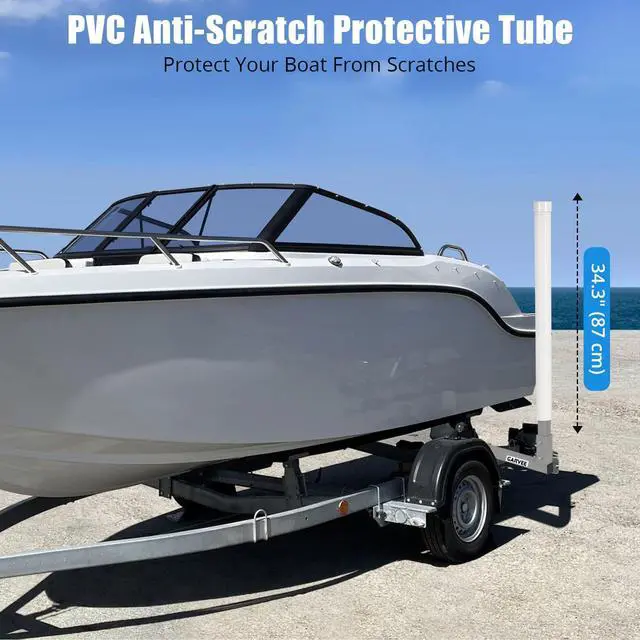 Alt view image 3 of 7 - Adjustable 40" Boat Trailer Guide Poles, 2 Pcs Rustproof Galvanized Steel with PVC Protection, 43" Height, Flexible Installation for Easy Loading of Ski, Fishing & Sailboats