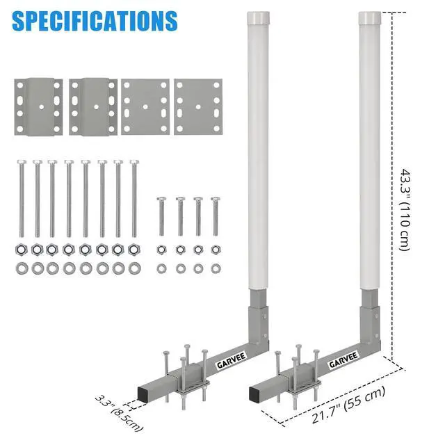 Alt view image 4 of 7 - Adjustable 40" Boat Trailer Guide Poles, 2 Pcs Rustproof Galvanized Steel with PVC Protection, 43" Height, Flexible Installation for Easy Loading of Ski, Fishing & Sailboats
