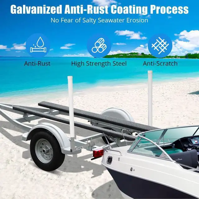 Alt view image 5 of 7 - Adjustable 40" Boat Trailer Guide Poles, 2 Pcs Rustproof Galvanized Steel with PVC Protection, 43" Height, Flexible Installation for Easy Loading of Ski, Fishing & Sailboats