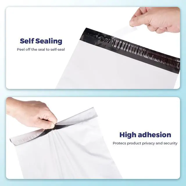 Alt view image 3 of 7 - 1200 Pcs 10x13" Poly Mailers with 4x6" Thermal Labels, Waterproof Mailing Envelopes & Stickers for Clothing, Strong Adhesive Poly Shipping Postage Bags for Business (White A Box)