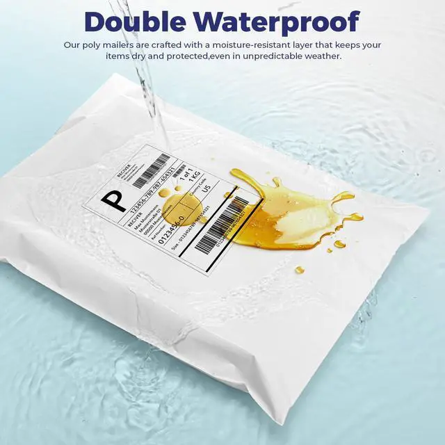 Alt view image 6 of 7 - 1200 Pcs 10x13" Poly Mailers with 4x6" Thermal Labels, Waterproof Mailing Envelopes & Stickers for Clothing, Strong Adhesive Poly Shipping Postage Bags for Business (White A Box)