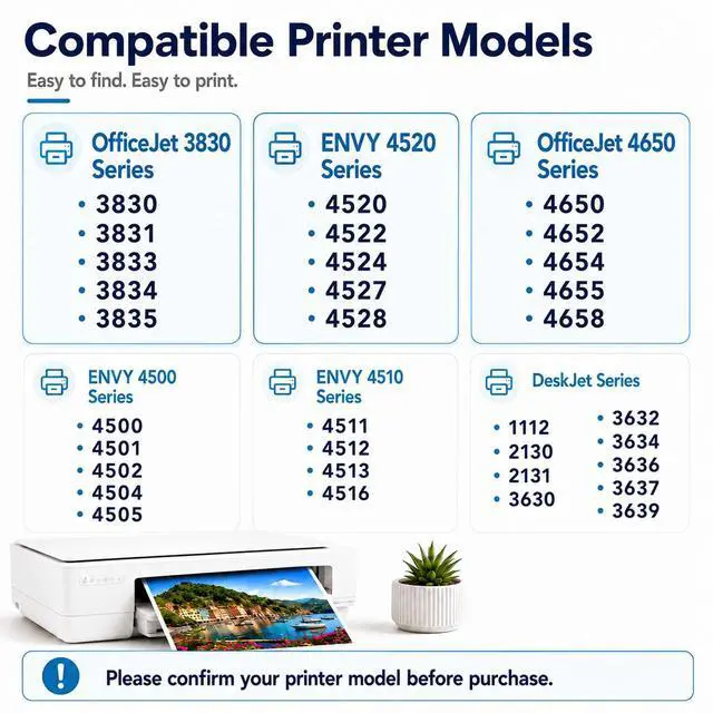 Alt view image 3 of 7 - 63XL Ink Cartridge Black and Color Replacement for HP Ink 63 63XL HP 63 Black Ink Cartridge Compatible with HP OfficeJet 3830 4650 5255 5258 5200 Envy 4520 4512 4510 DeskJet 1112 2130 3630 Printers