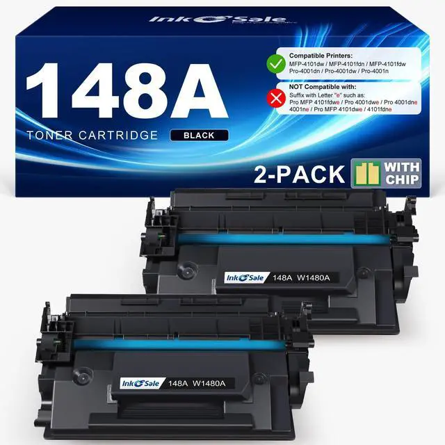 Main image of 148A Toner Cartridge Black 4001n 4101fdw (with Chip) | Compatible for HP 148 148X W1480A W1480X Use with Pro MFP 4101fdw 4101fdn 4001dw 4001dn 4001n Printer (2 Pack)
