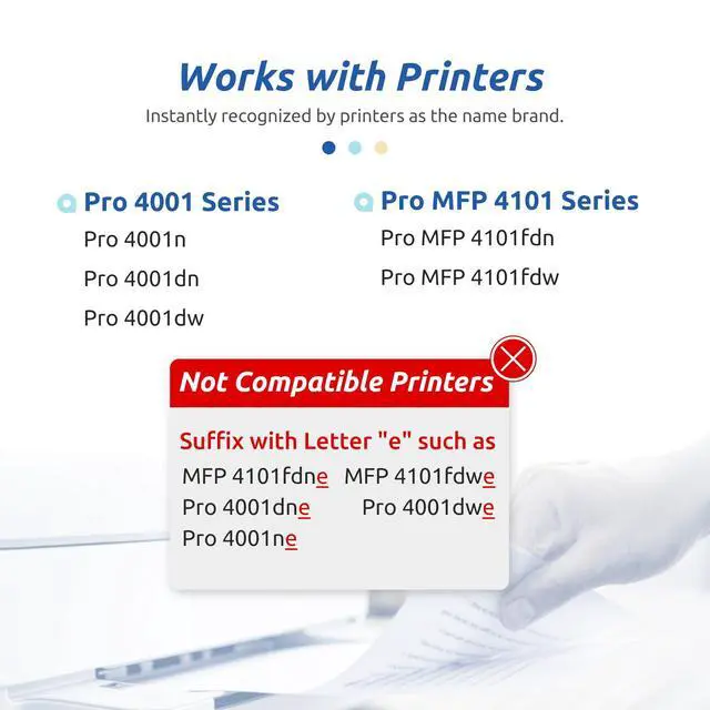 Alt view image 2 of 7 - 148A Toner Cartridge Black 4001n 4101fdw (with Chip) | Compatible for HP 148 148X W1480A W1480X Use with Pro MFP 4101fdw 4101fdn 4001dw 4001dn 4001n Printer (2 Pack)