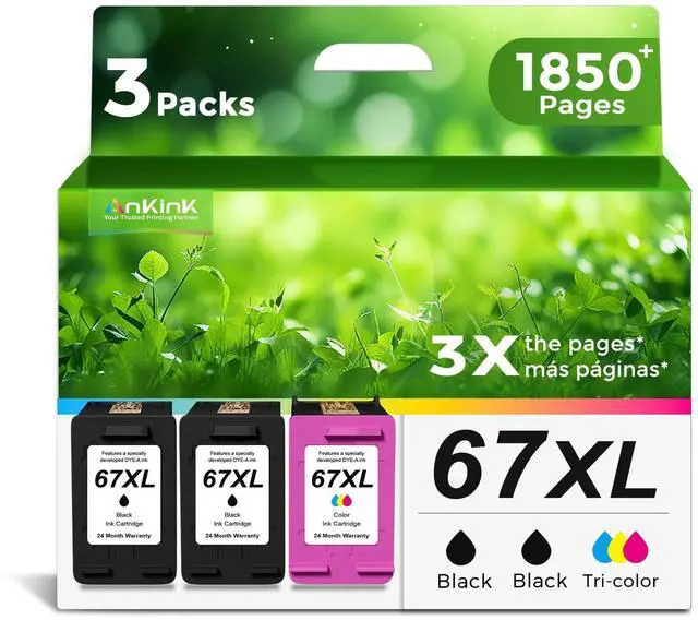 Main image of 67XL Ink Cartridges for HP 67 XL Black Color Combo 3-Pack Replacement for HP67 HP67XL for Printer 2700 2700e 4100 6400 4155e 2755e 2752e 4100e 6458 6455e 4152 6055e 6052e 4152e 2742e 6400e